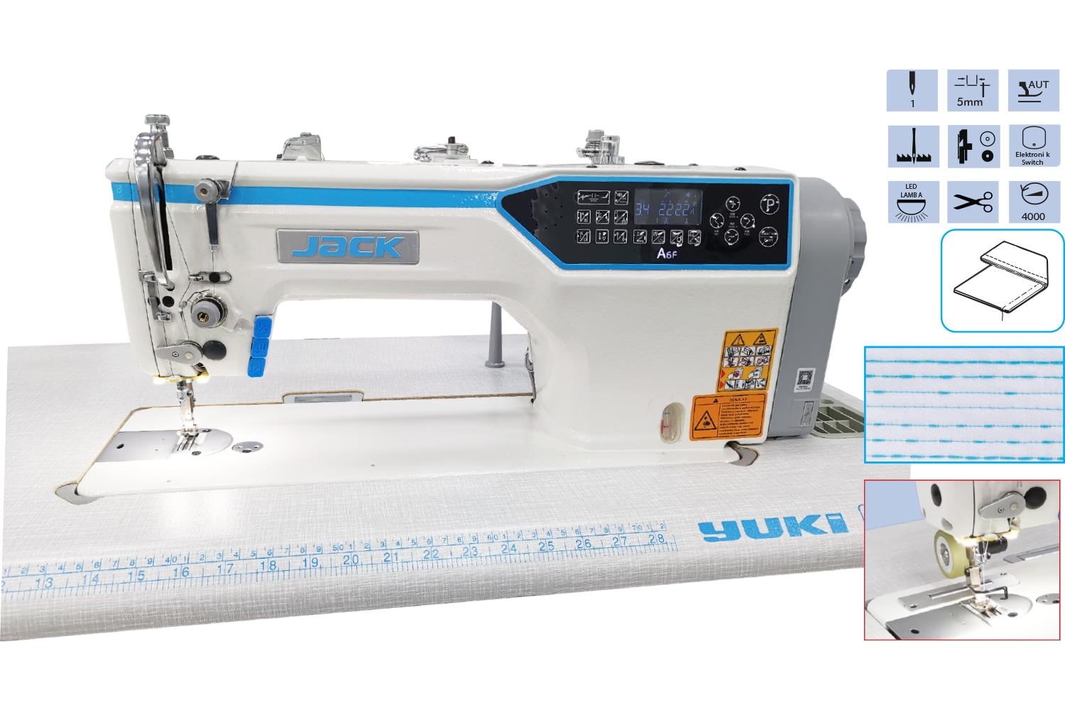 Jack A6F-E Düz İğne Transportlu Kısa İplik Kesicili Makine