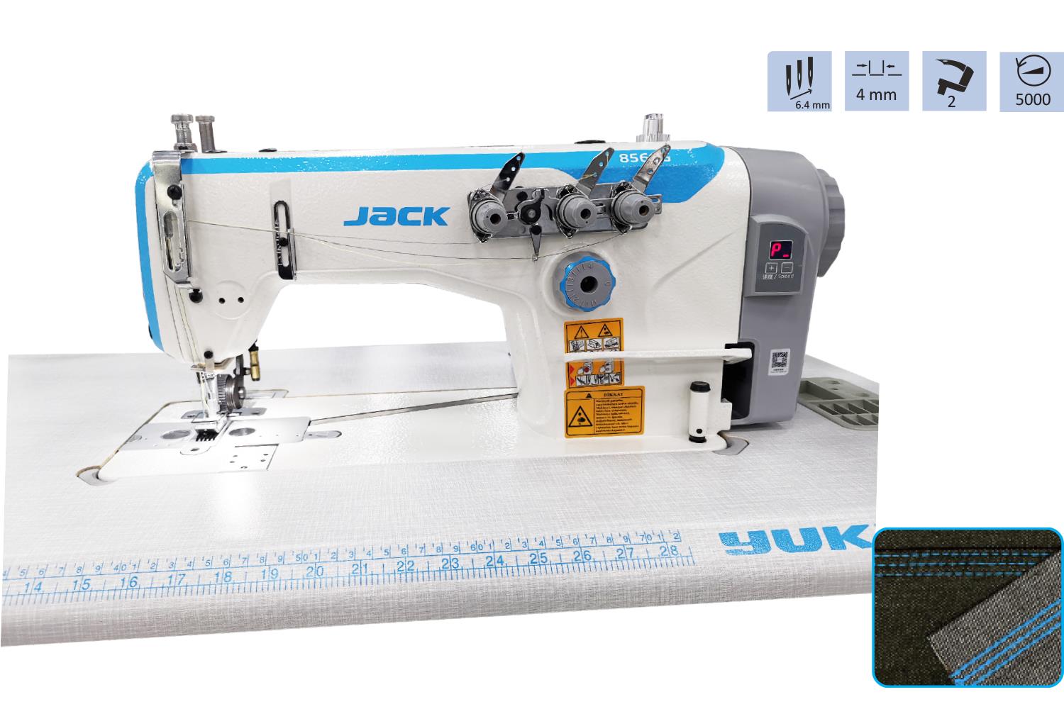 Jack 3 İğne Zincir Dikiş Makinesi (3,2mm) Merdaneli Çekerli