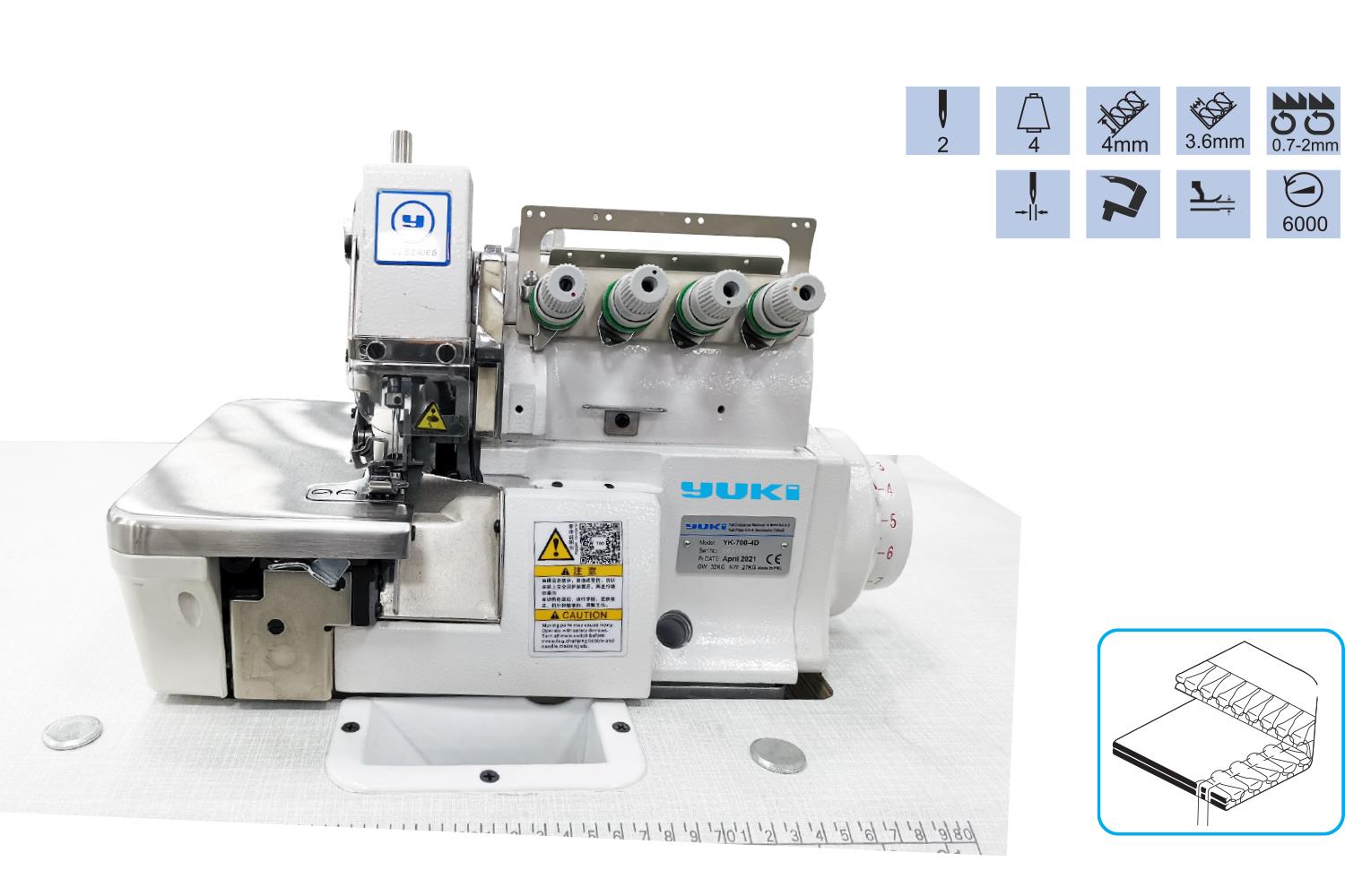 Yuki 4 İplik Overlok Makinası Sessiz Motor