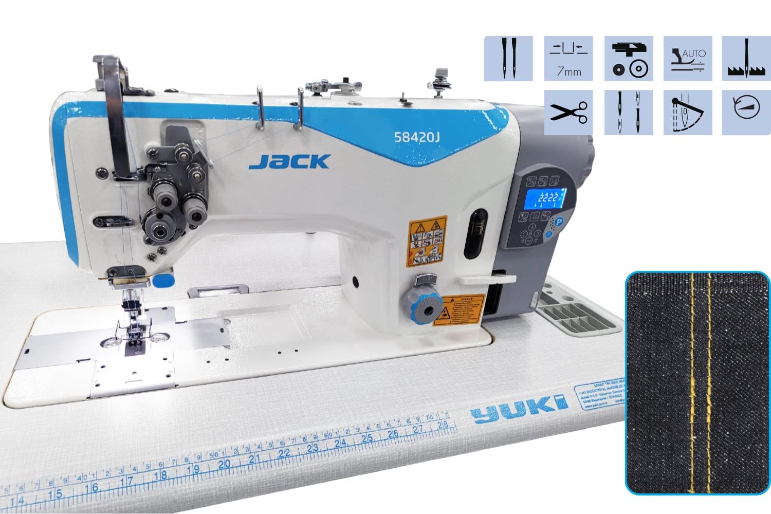 Jack Çift İğne Makinesi Küçük Çağanozlu İplik Kesicili