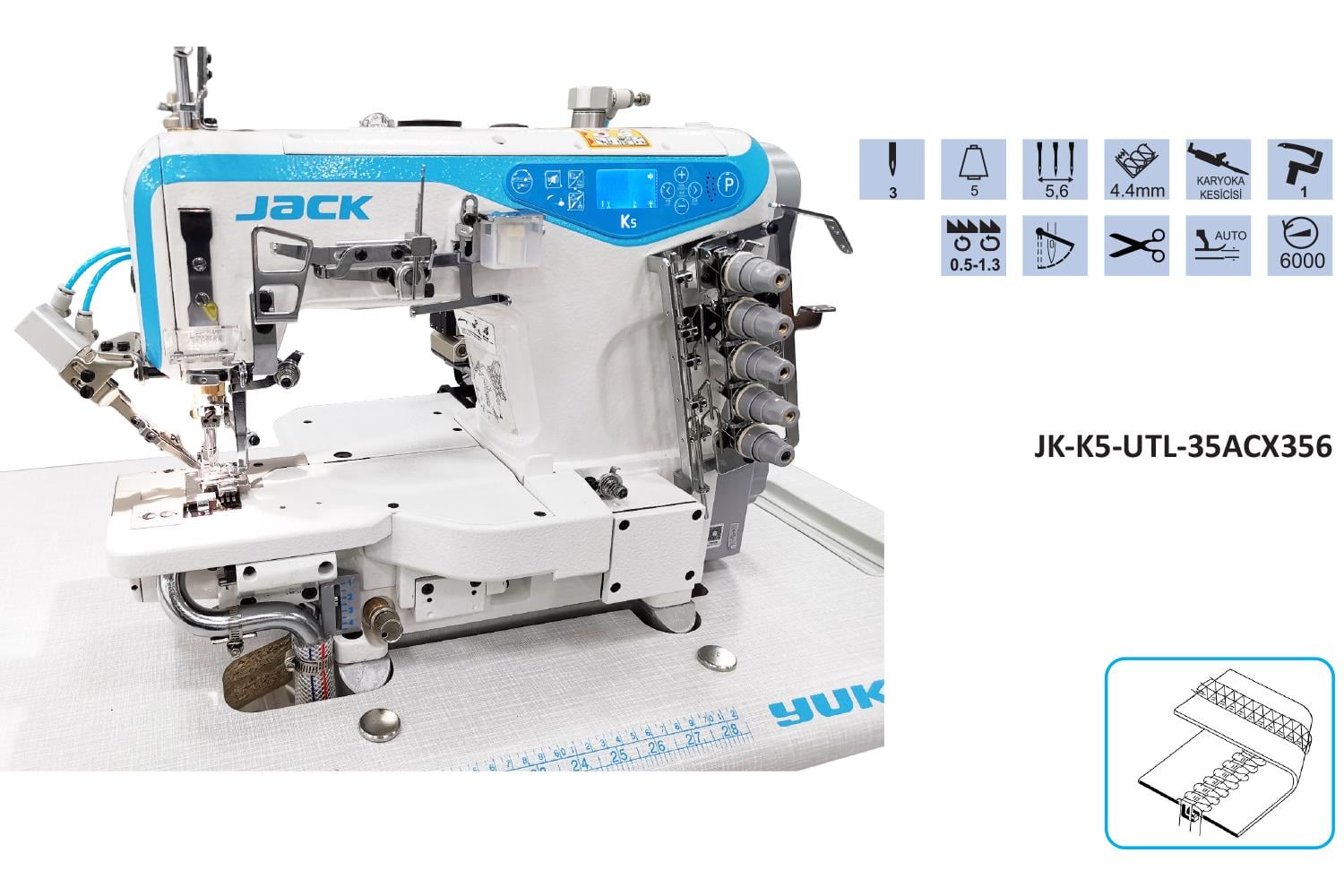 Jack K5 Regulalı Reçme Makinesi İplik Kesicili Havalı