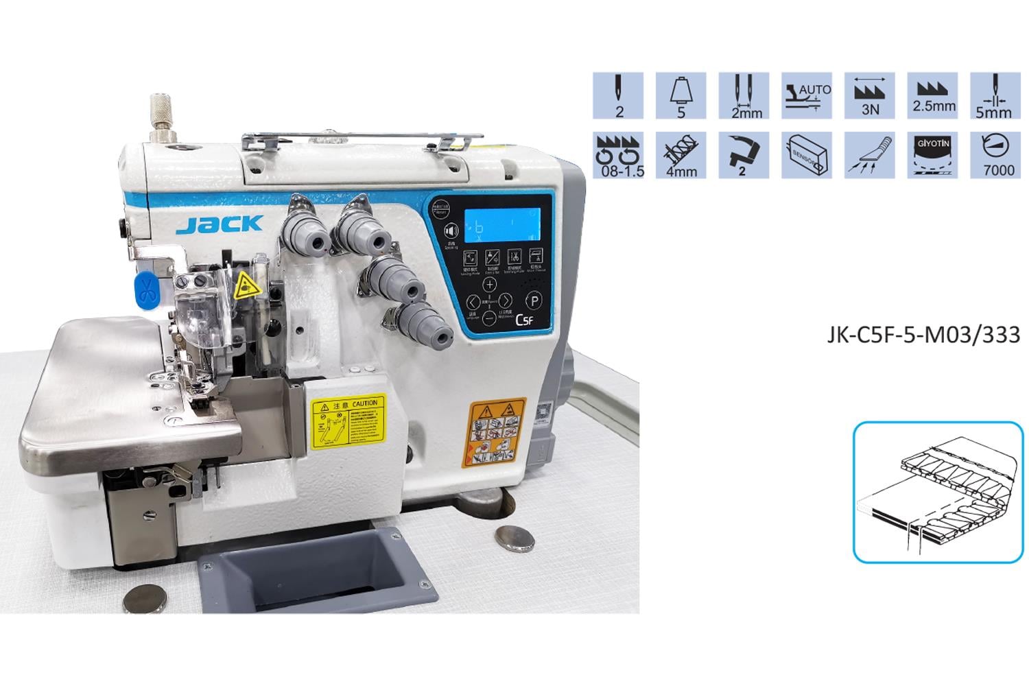 Jack C5F 4 İplik Akıllı Overlok Makinesi