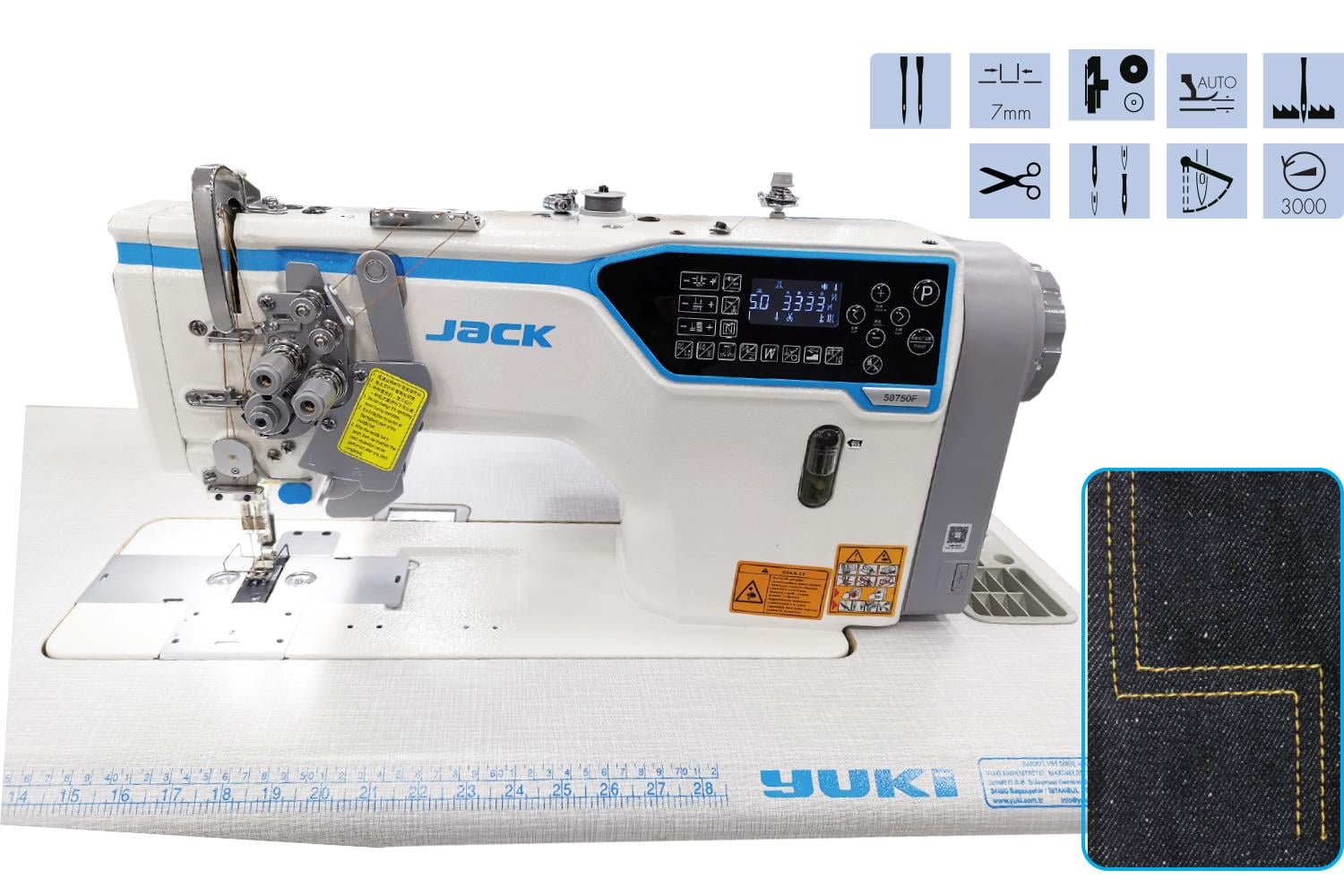 Jack Çift İğne Makinesi Büyük Çağanozlu İplik Kesicili İptalli (Kot)