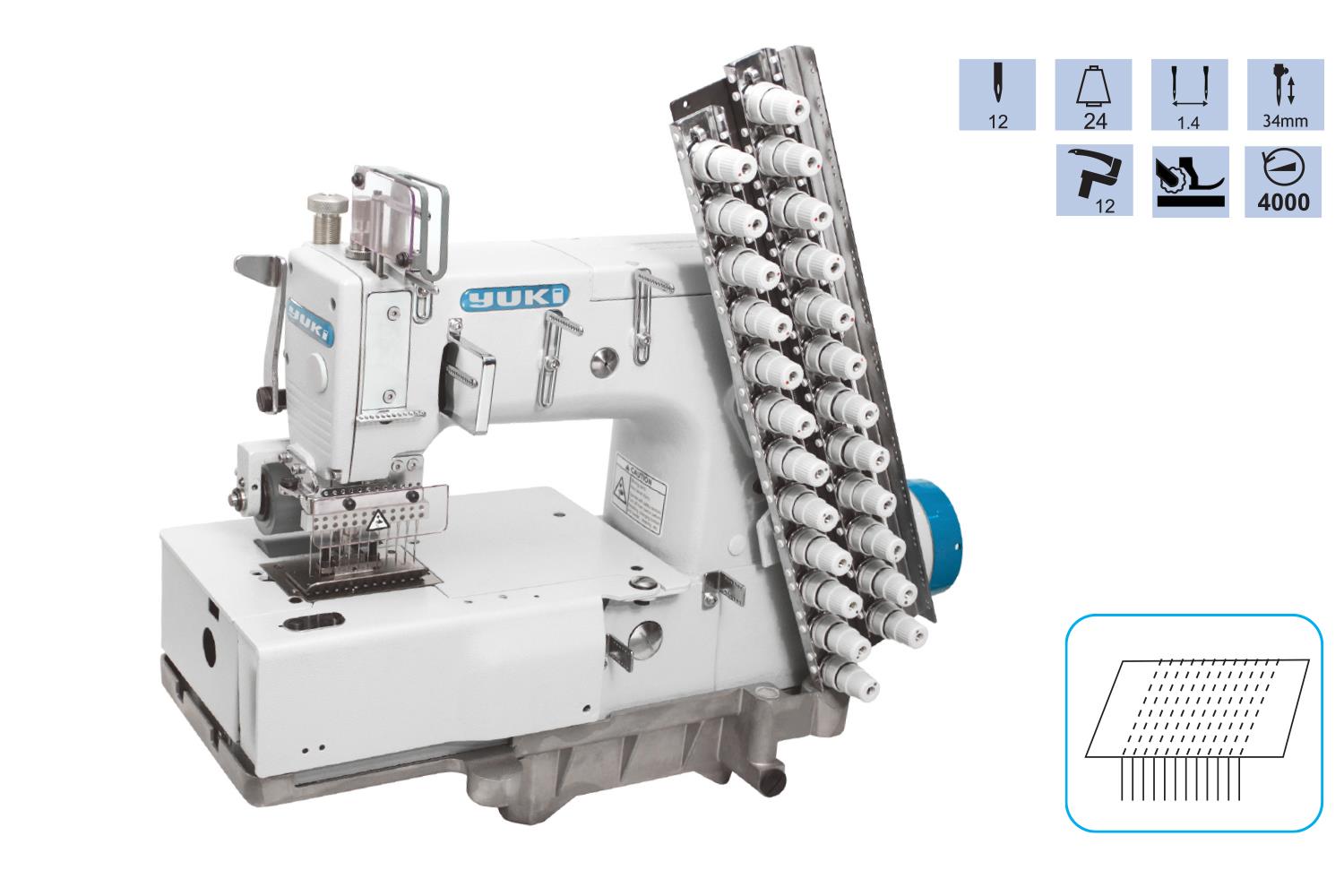 Yuki 12 İğne Zincir Dikiş Makinesi (6.4mm)