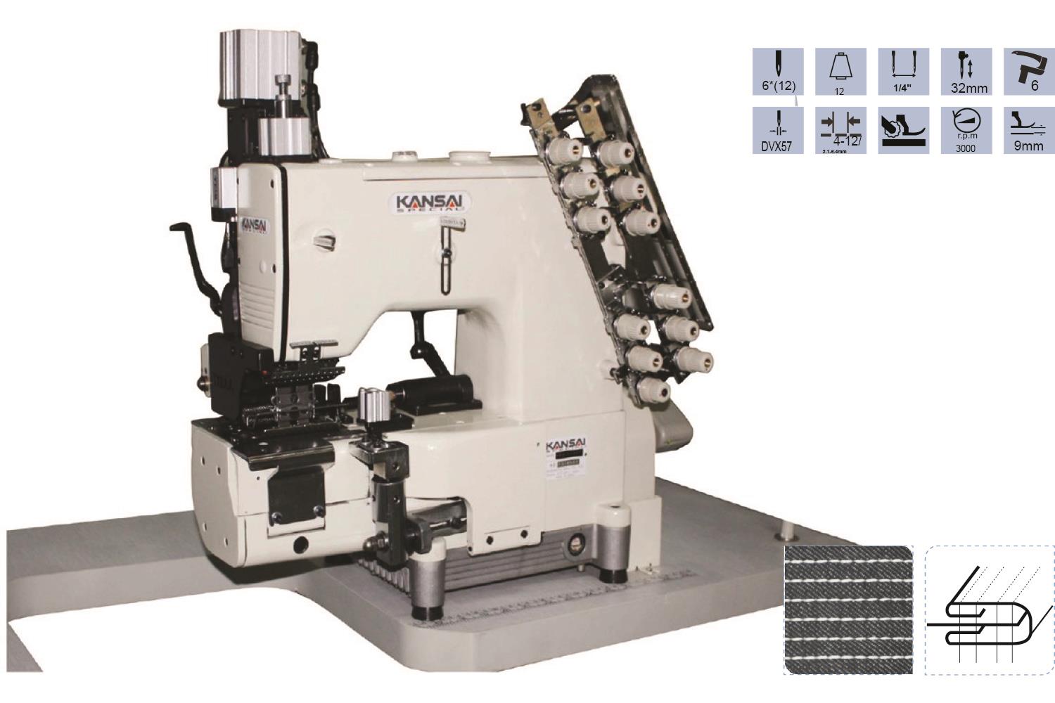 Kansai Kemer Makinesi İğne Transportlu Zincir Dikiş Otomatik