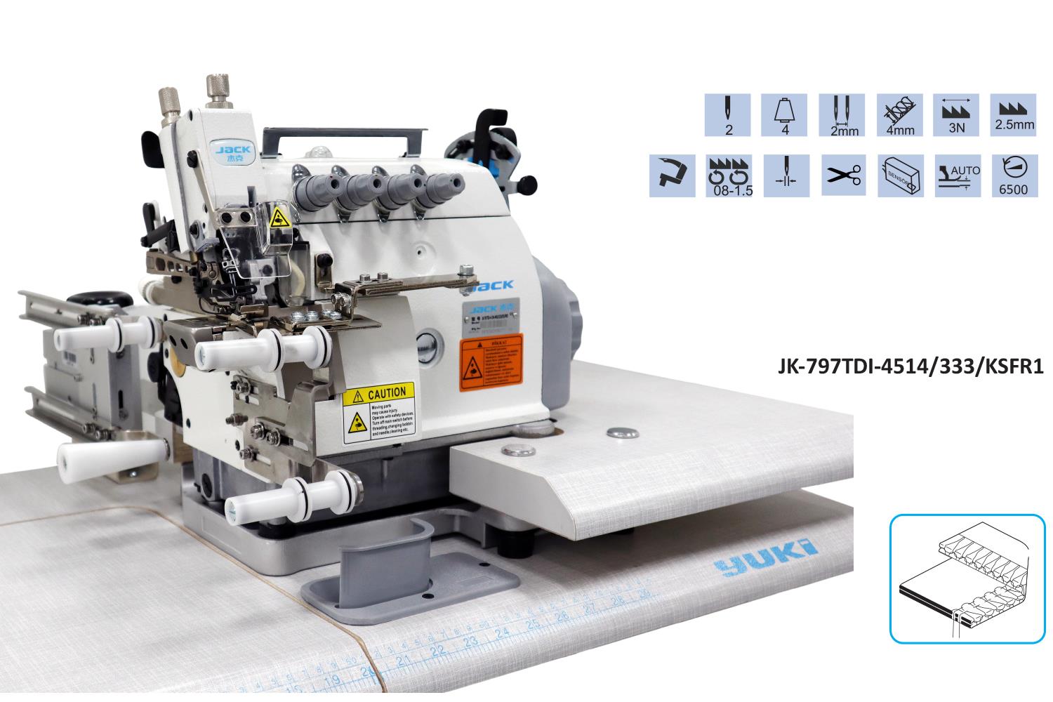 Yuki 4 İplik Kes. Overlok Makinesi Transportlu Ribana ve Yaka Takma
