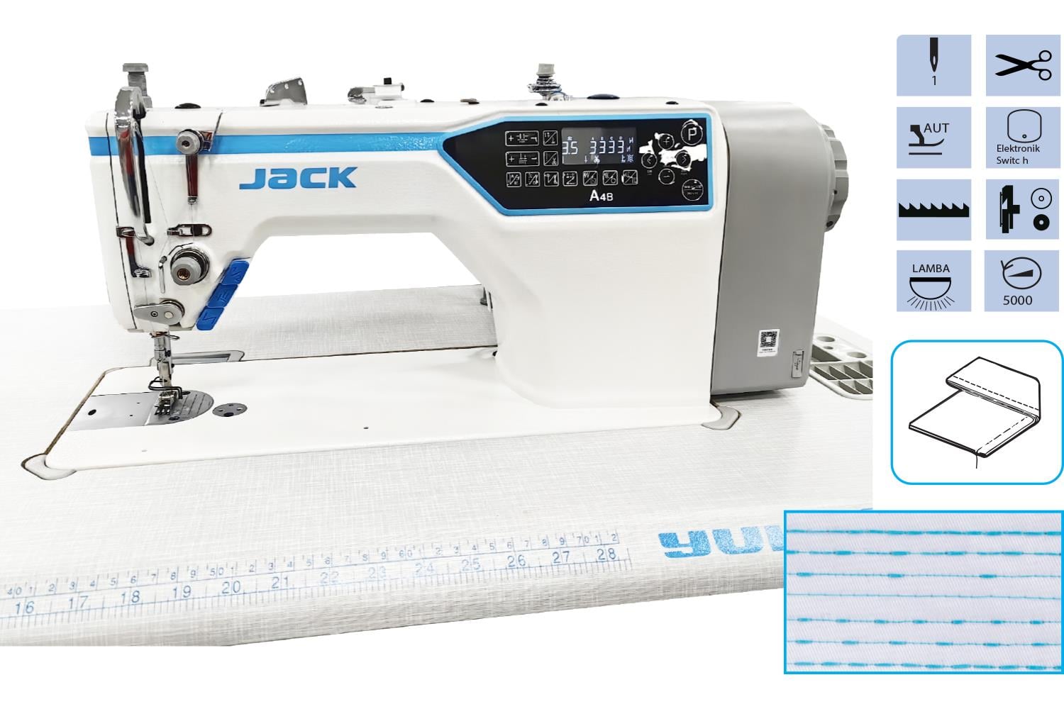 Jack A4B-A-C Düz Makine Kısa İplik Kesicili