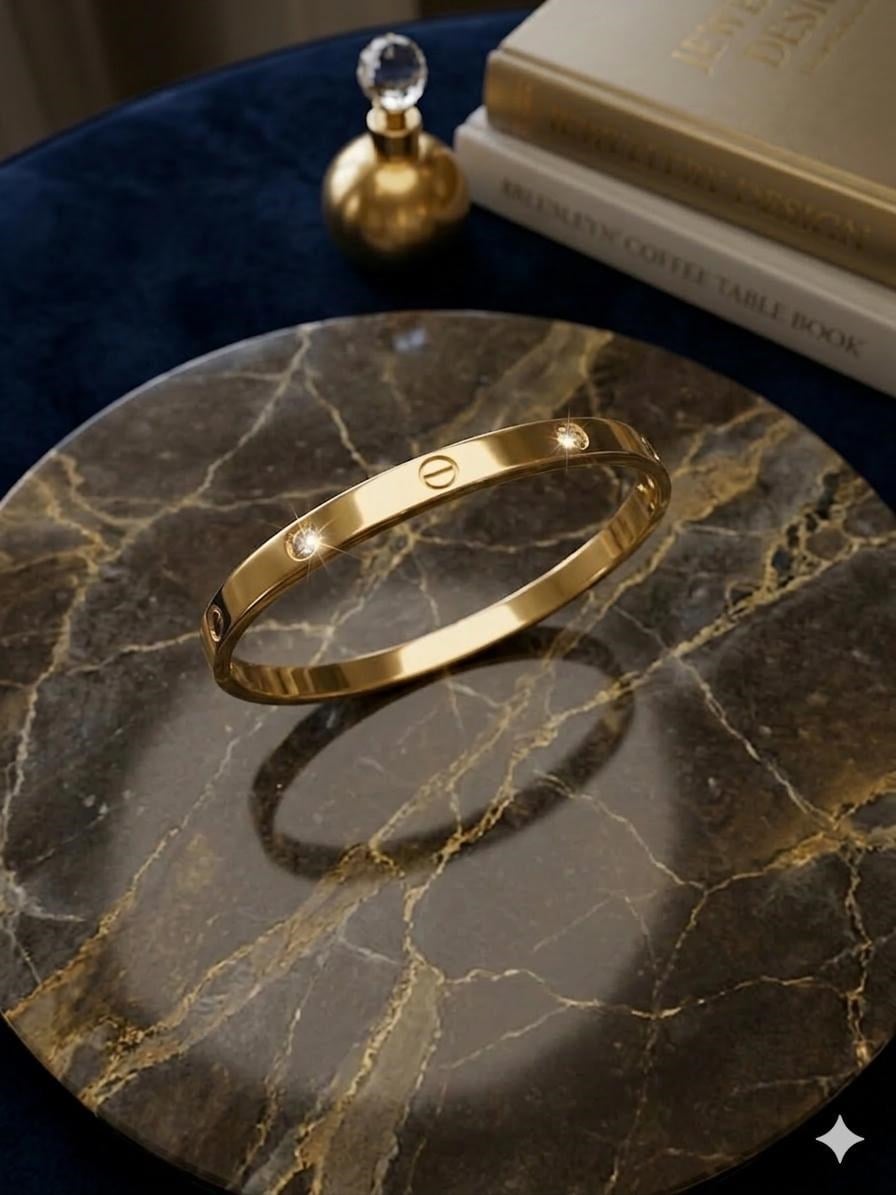 Cartier Taşlı Çelik Kelepçe (Gold) 220590