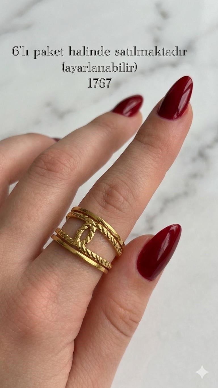 Çelik Yüzük 6 adet (Gold) 174
