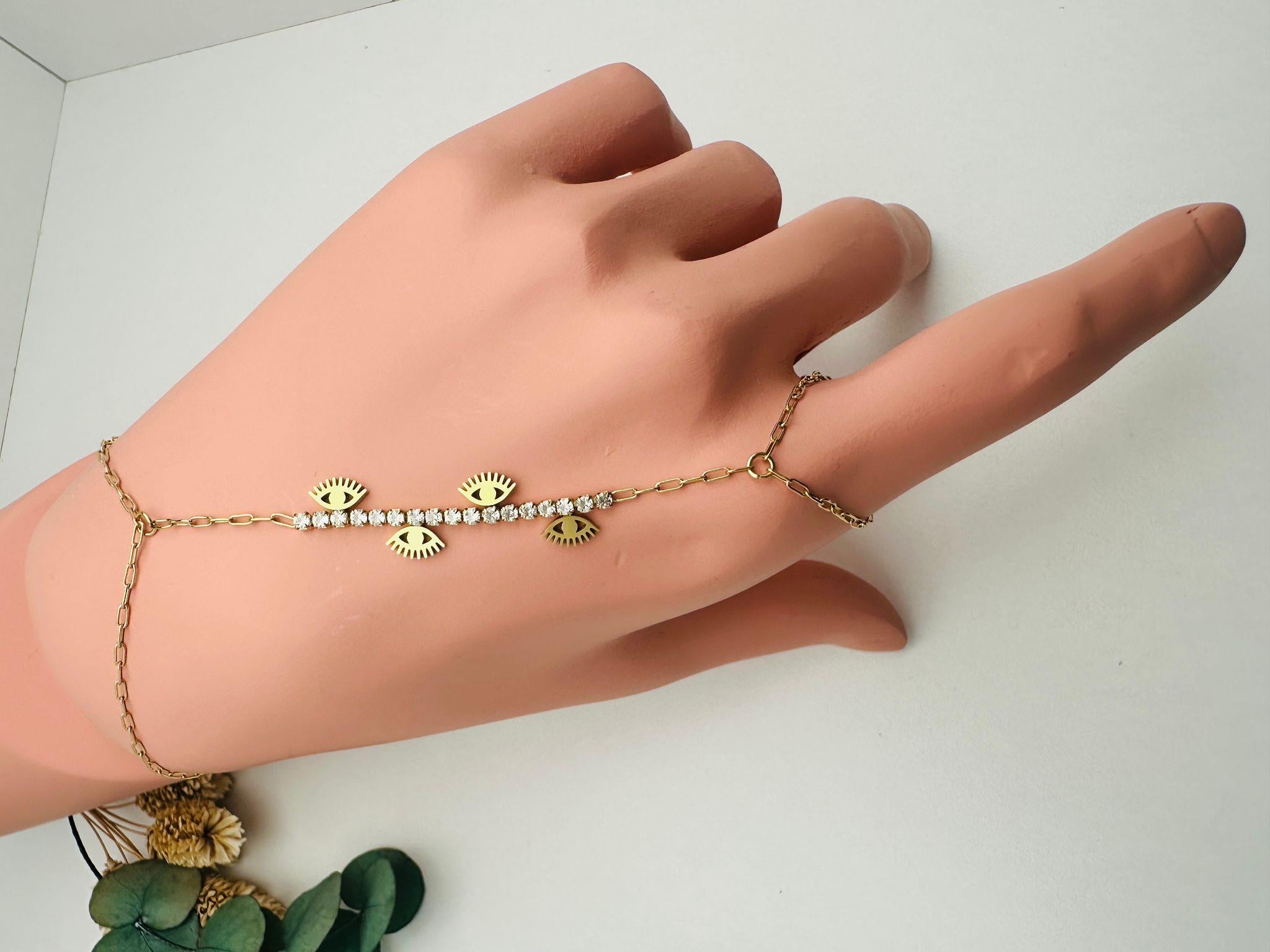 Göz ve Taş Detaylı Çelik Şahmeran (Gold) Şh 5338
