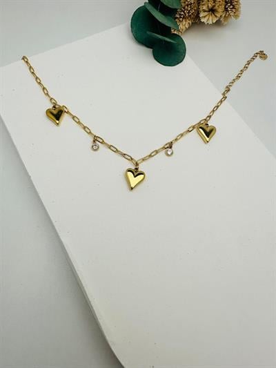 Kalp  Detaylı Çelik Halhal (Gold) Hb 0249