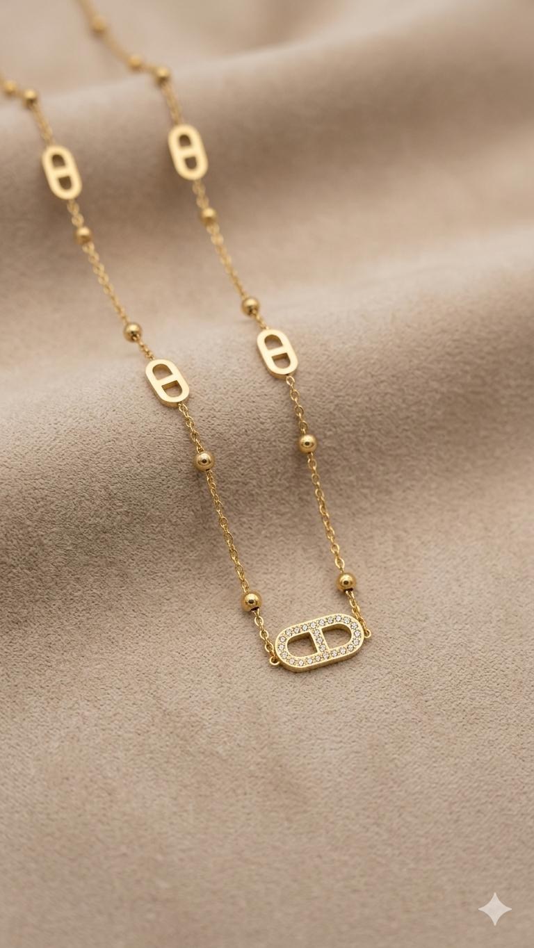  Çelik Kolye 45cm (Gold) 010823