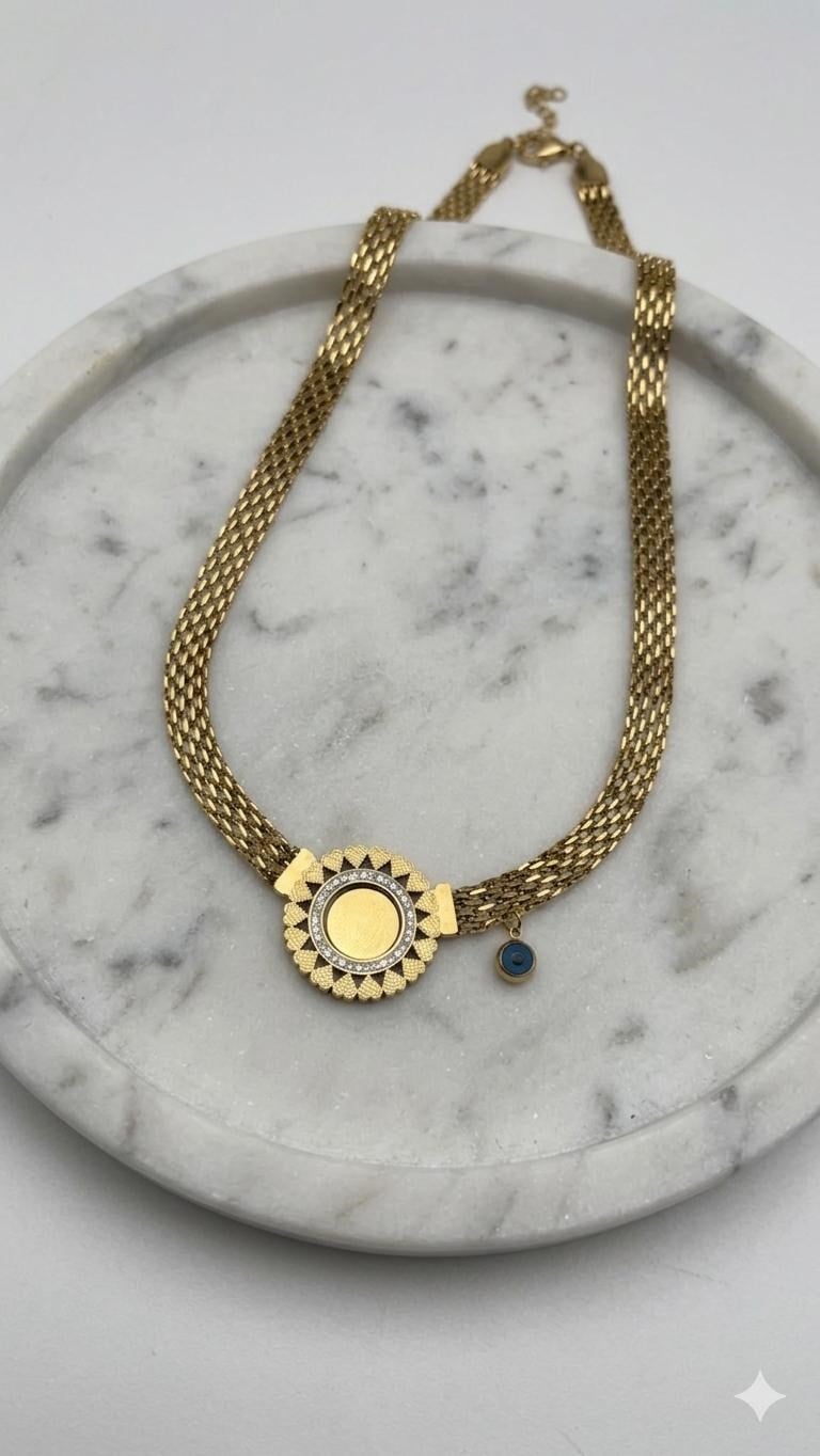  Çelik Kolye 45cm (Gold) 010865