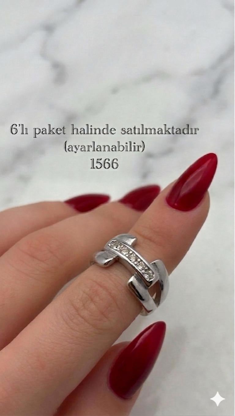 6'Lı Tasarım  Çelik Yüzük (Gümüş) 90