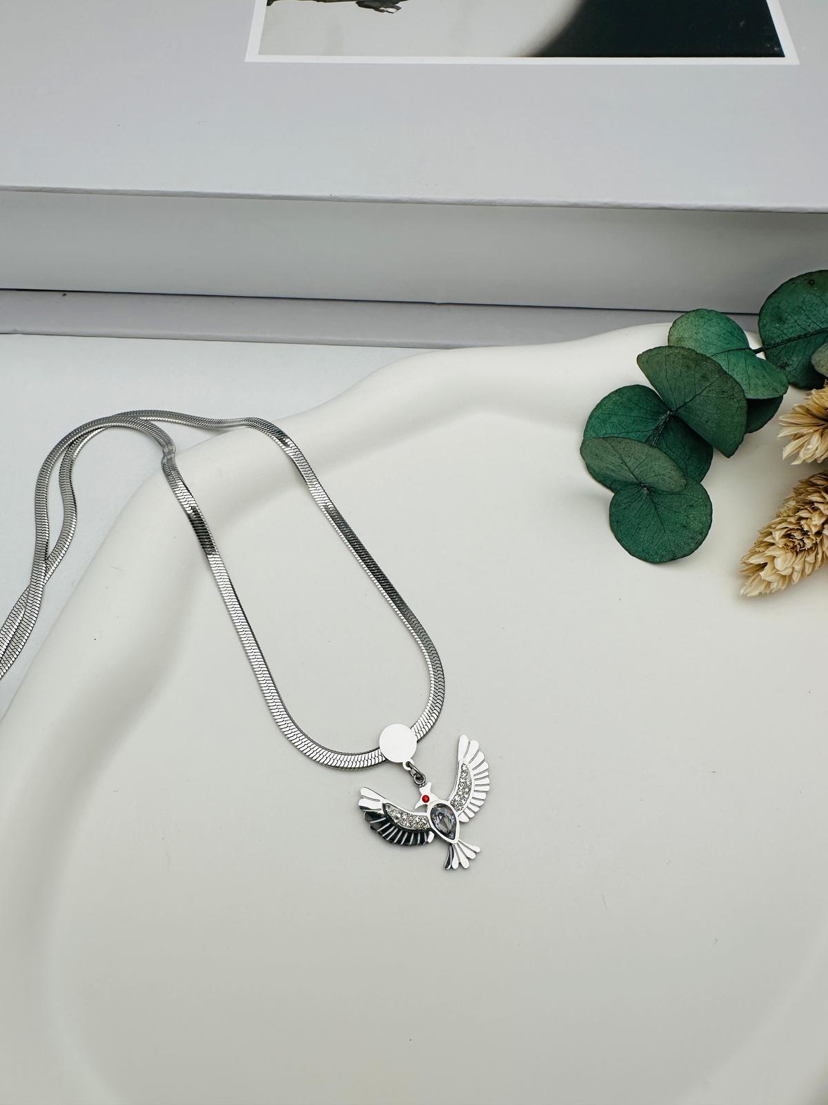Anka Kuşu Çelik Kolye (Gümüş) 010674-1