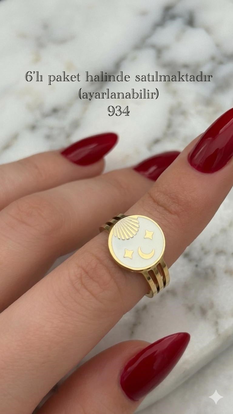 Çelik Yüzük 6 adet (Gold) 160