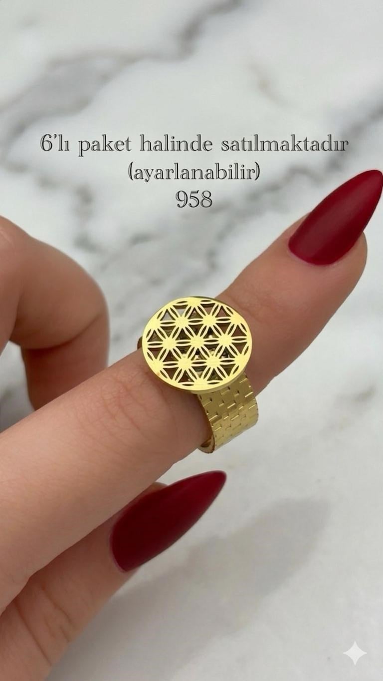Çelik Yüzük 6 adet (Gold) 168