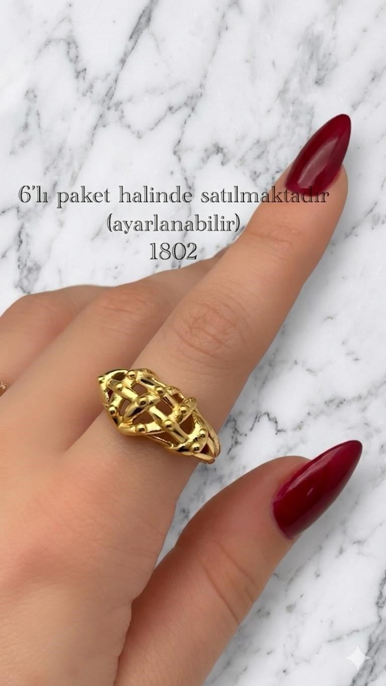Çelik Yüzük 6 adet (Gold) 170