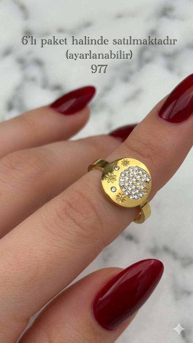 Çelik Yüzük 6 adet (Gold) 180