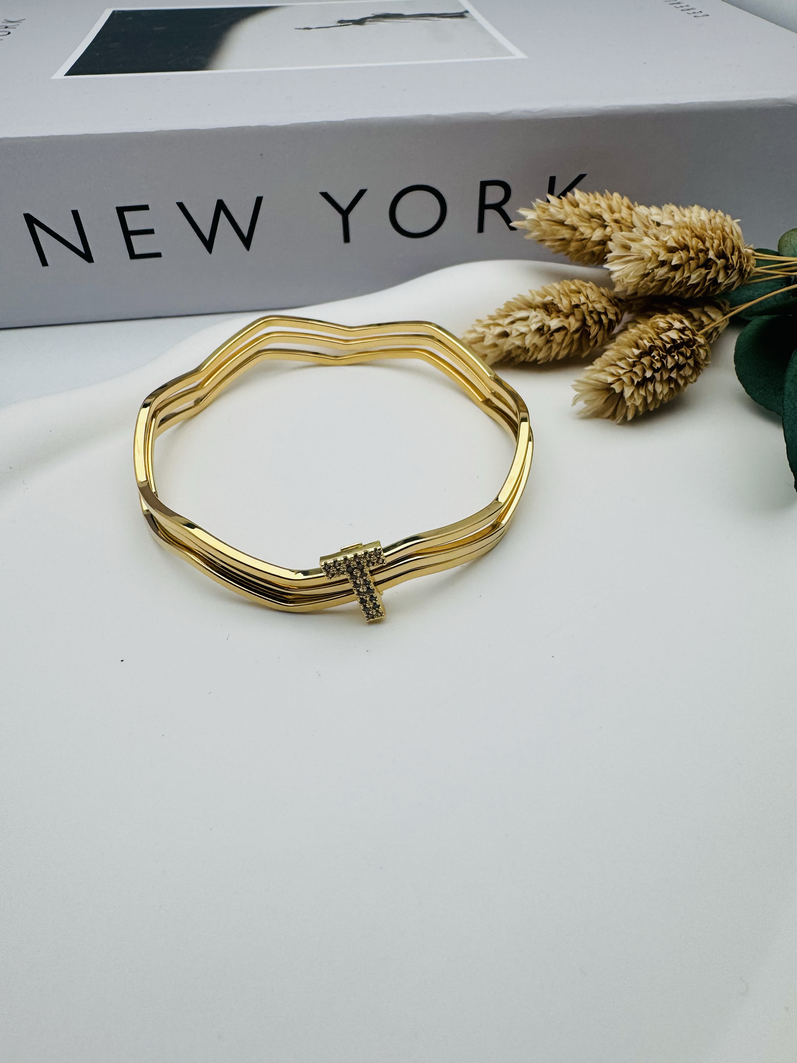 Charmlı Ajda Bilezik T Harfi  (Gold) 22063