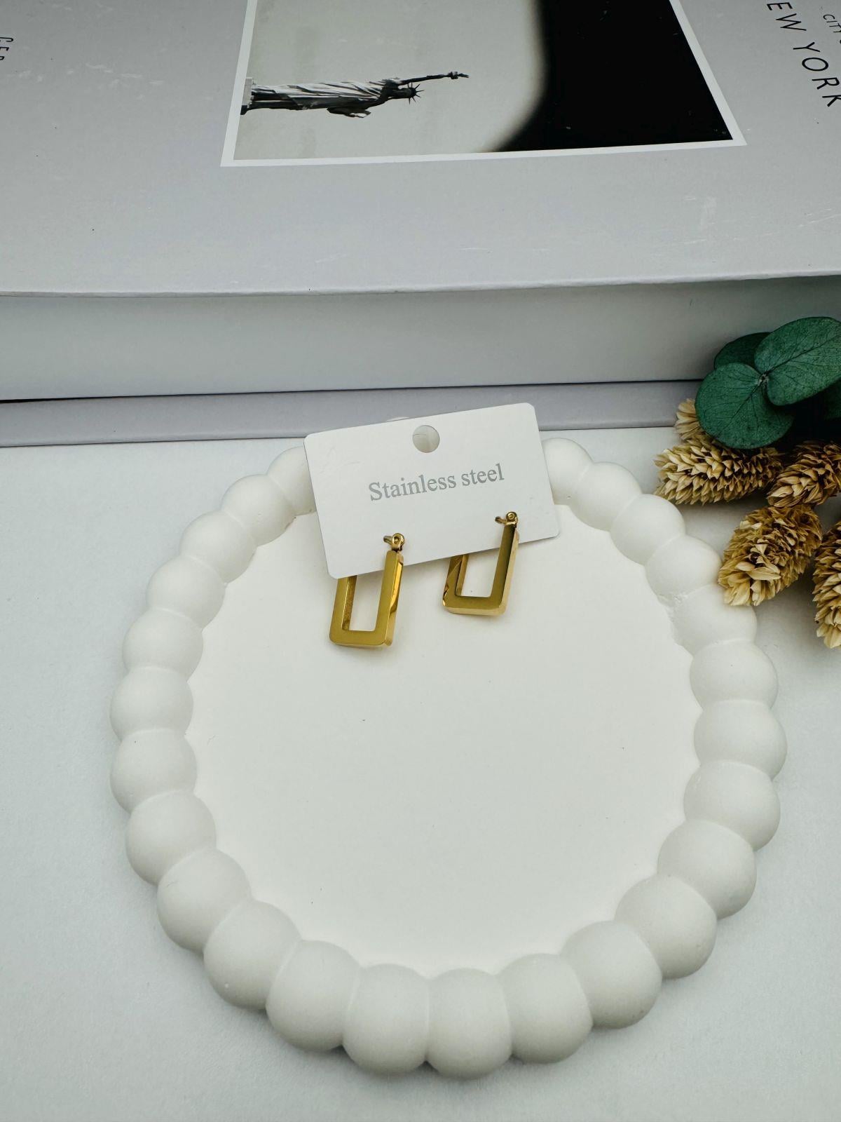 Dikdörtgen  Çelik Küpe KP372(GOLD)