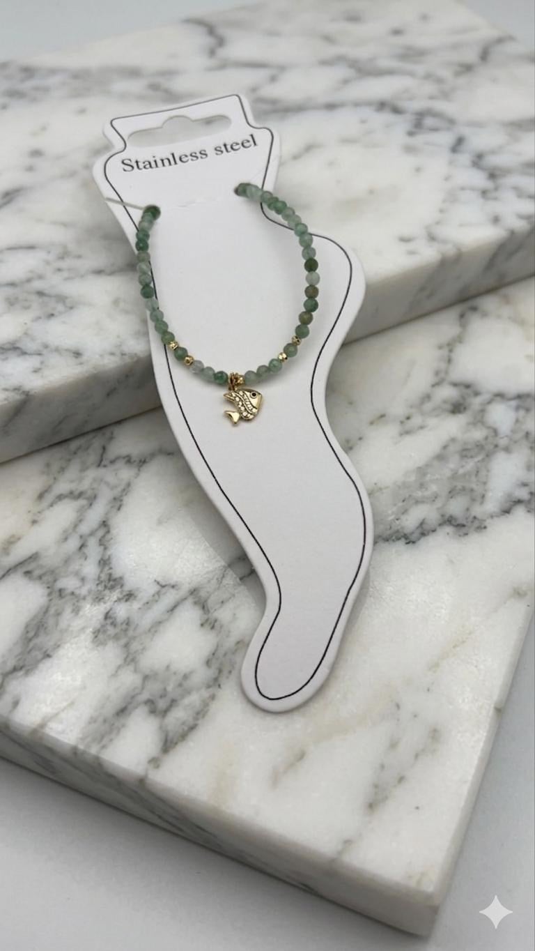 Doğal Taş Çelik Halhal (Gold) Hb 02346