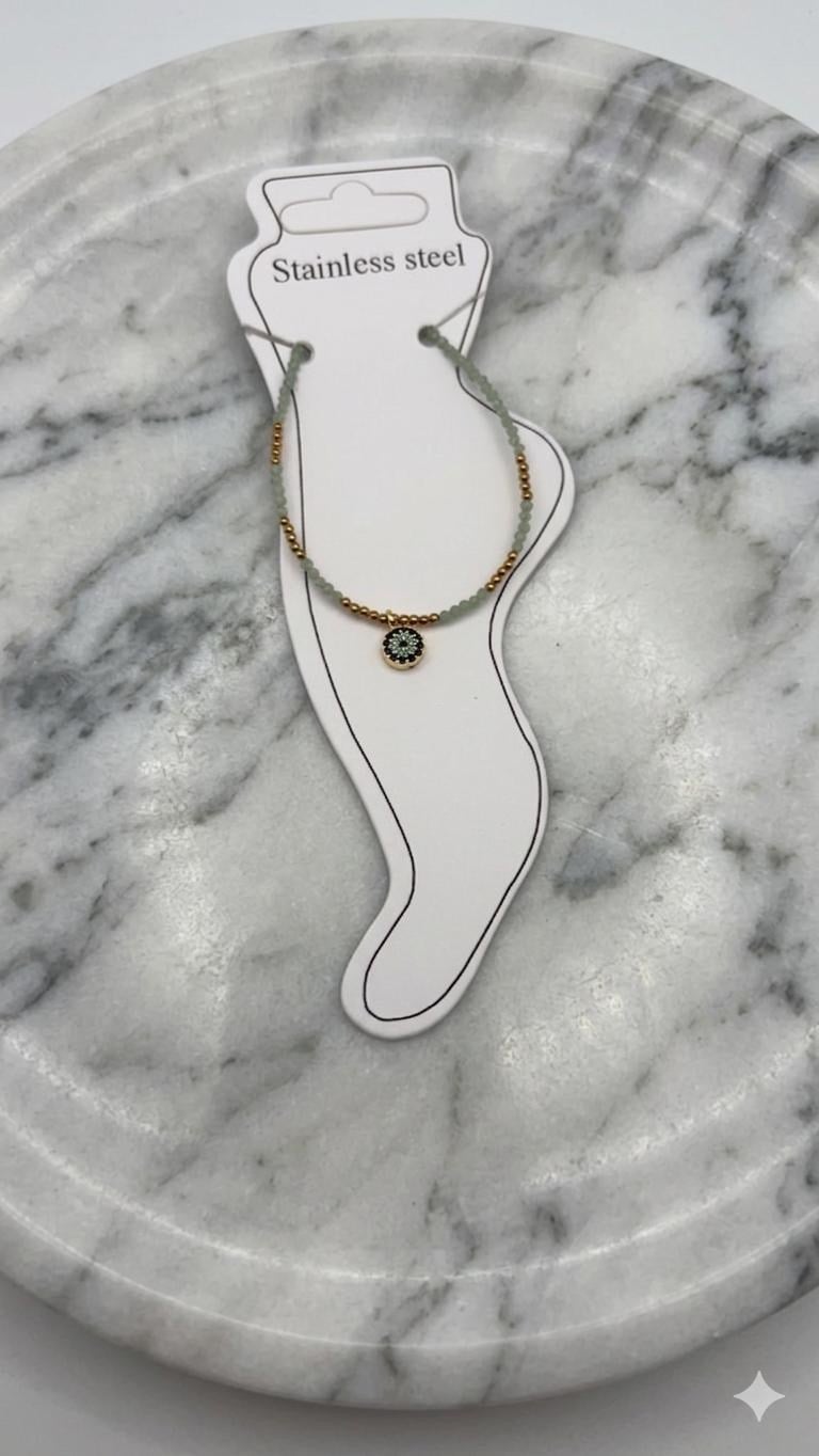 Doğal Taş Çelik Halhal (Gold) Hb 02350