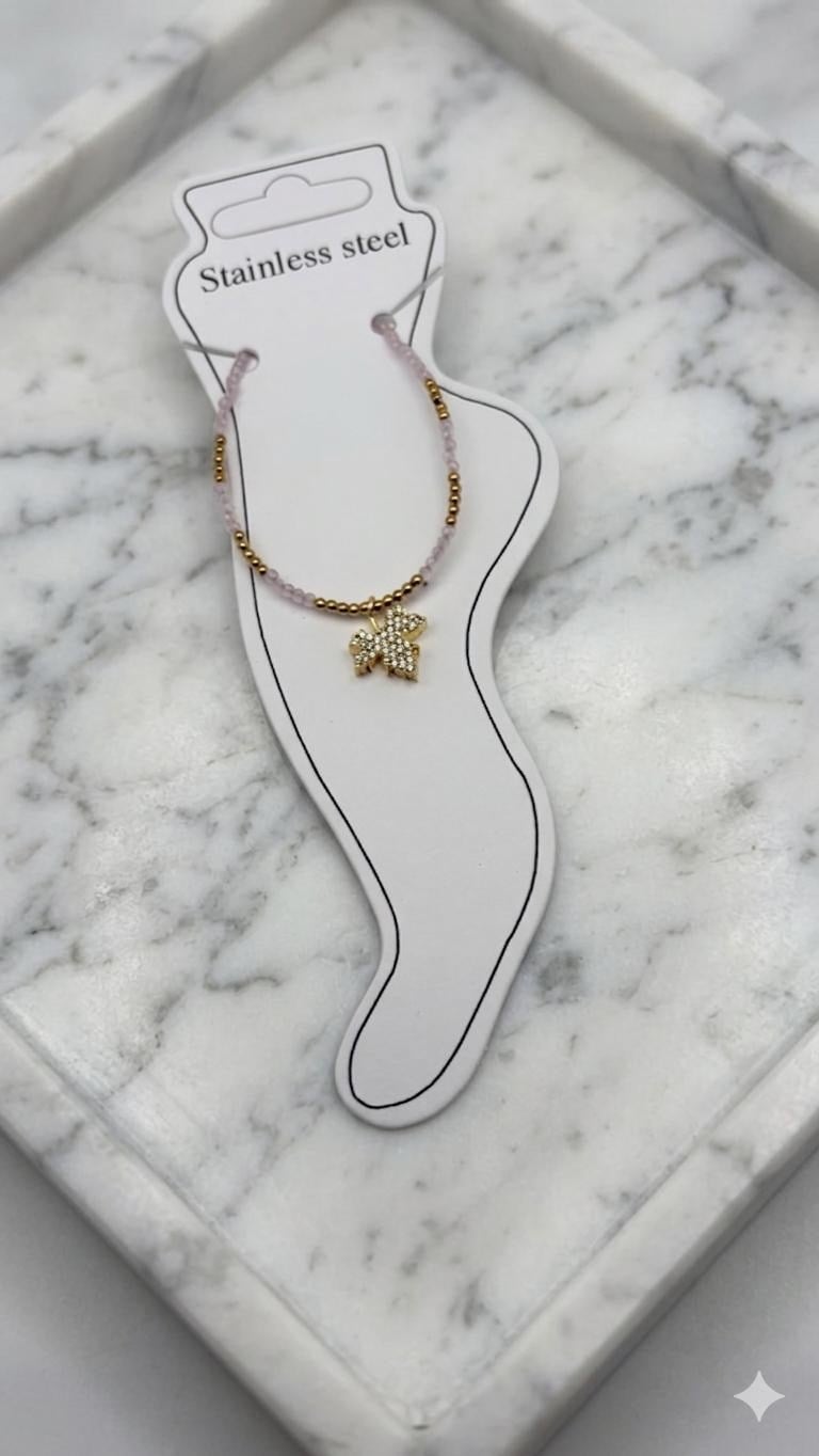 Doğal Taş Çelik Halhal (Gold) Hb 02352