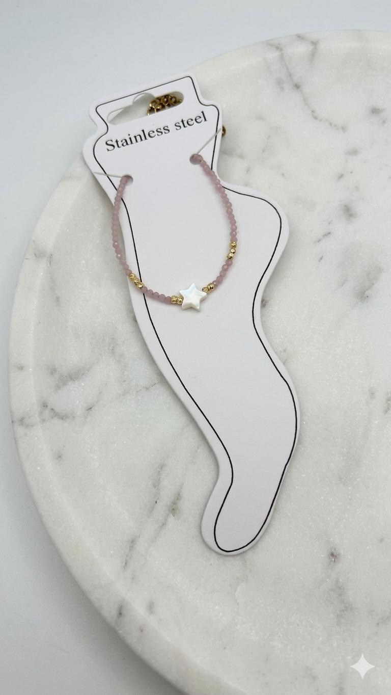 Doğal Taş Çelik Halhal (Gold) Hb 02353