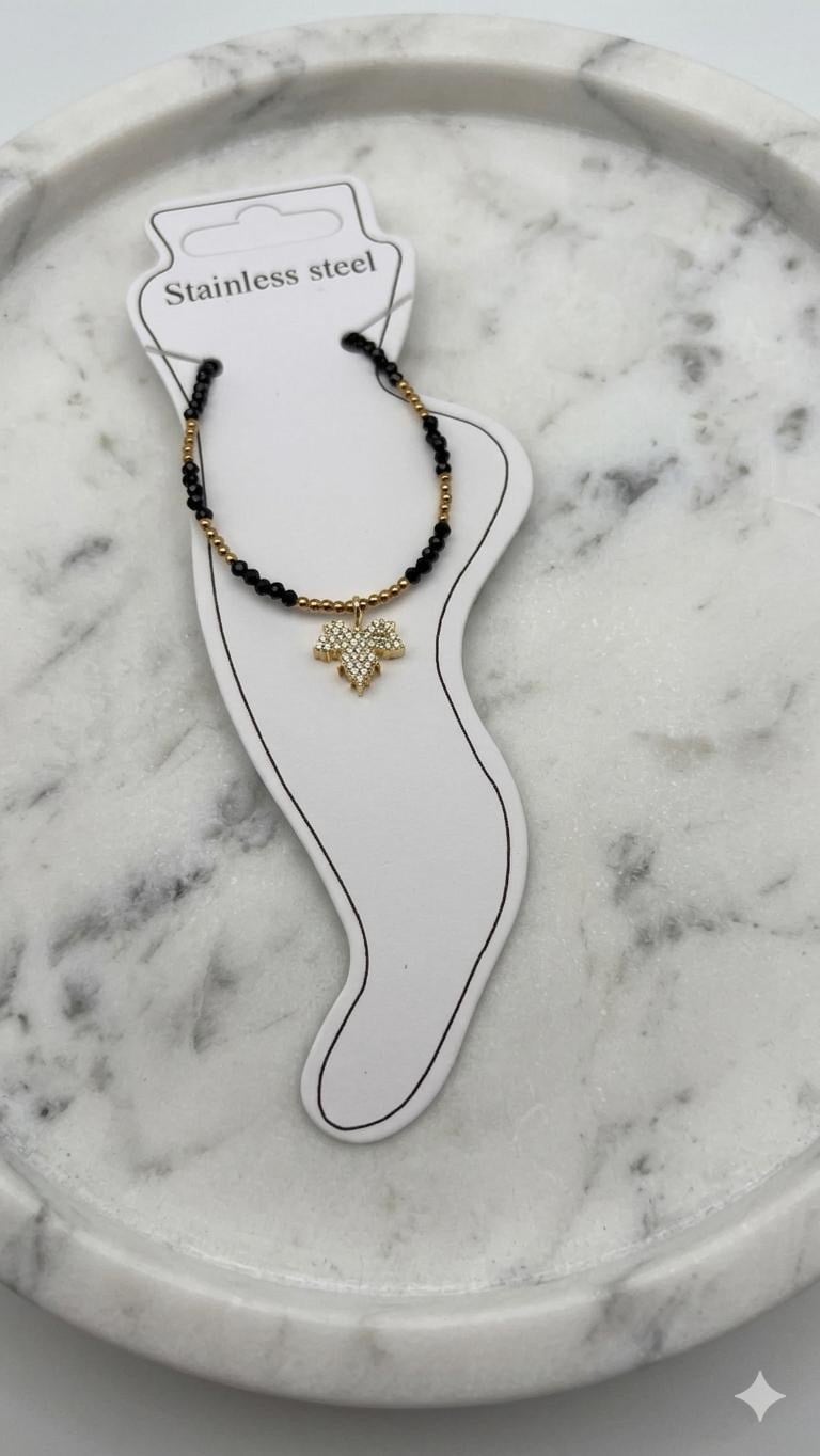 Doğal Taş Çelik Halhal (Gold) Hb 02354