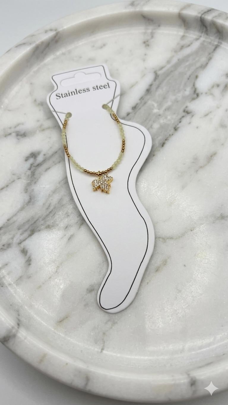 Doğal Taş Çelik Halhal (Gold) Hb 02356
