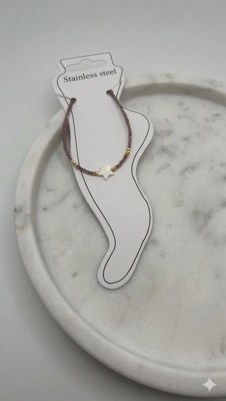 Doğal Taş Çelik Halhal (Gold) Hb 02358