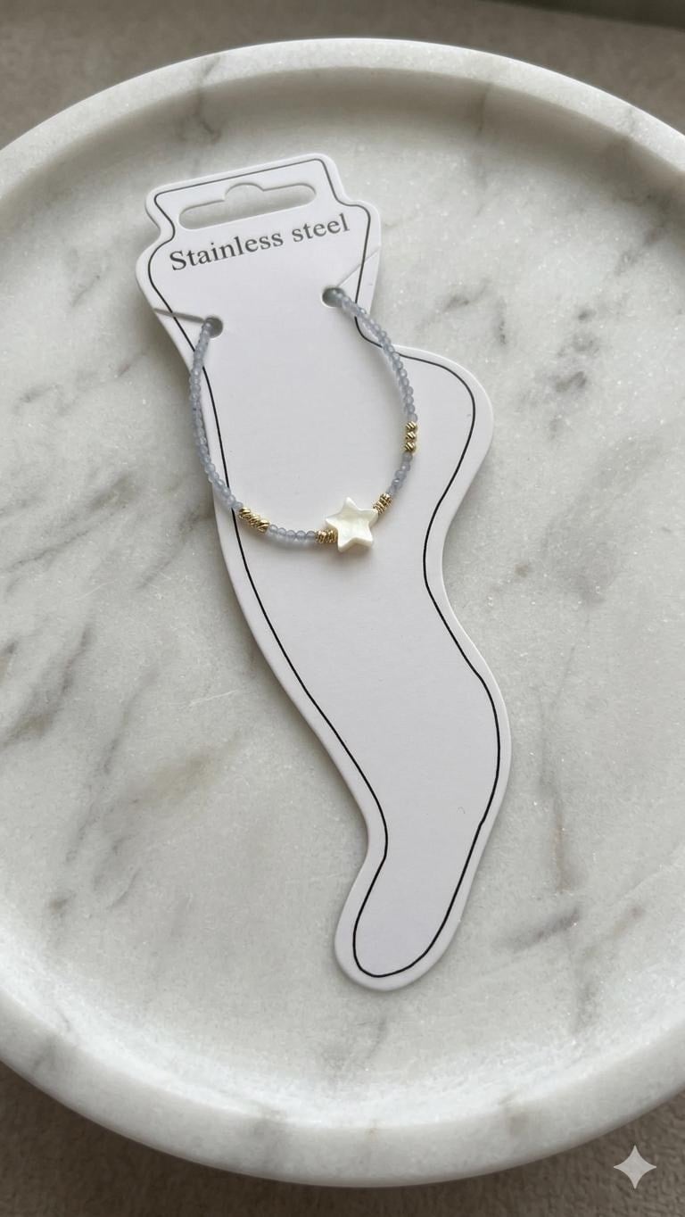 Doğal Taş Çelik Halhal (Gold) Hb 02363
