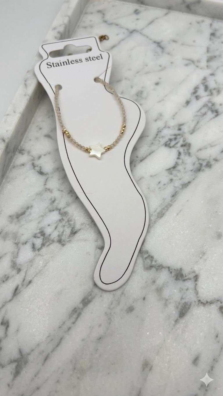 Doğal Taş Çelik Halhal (Gold) Hb 02370