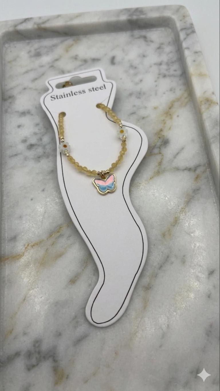 Doğal Taş Çelik Halhal (Gold) Hb 02371