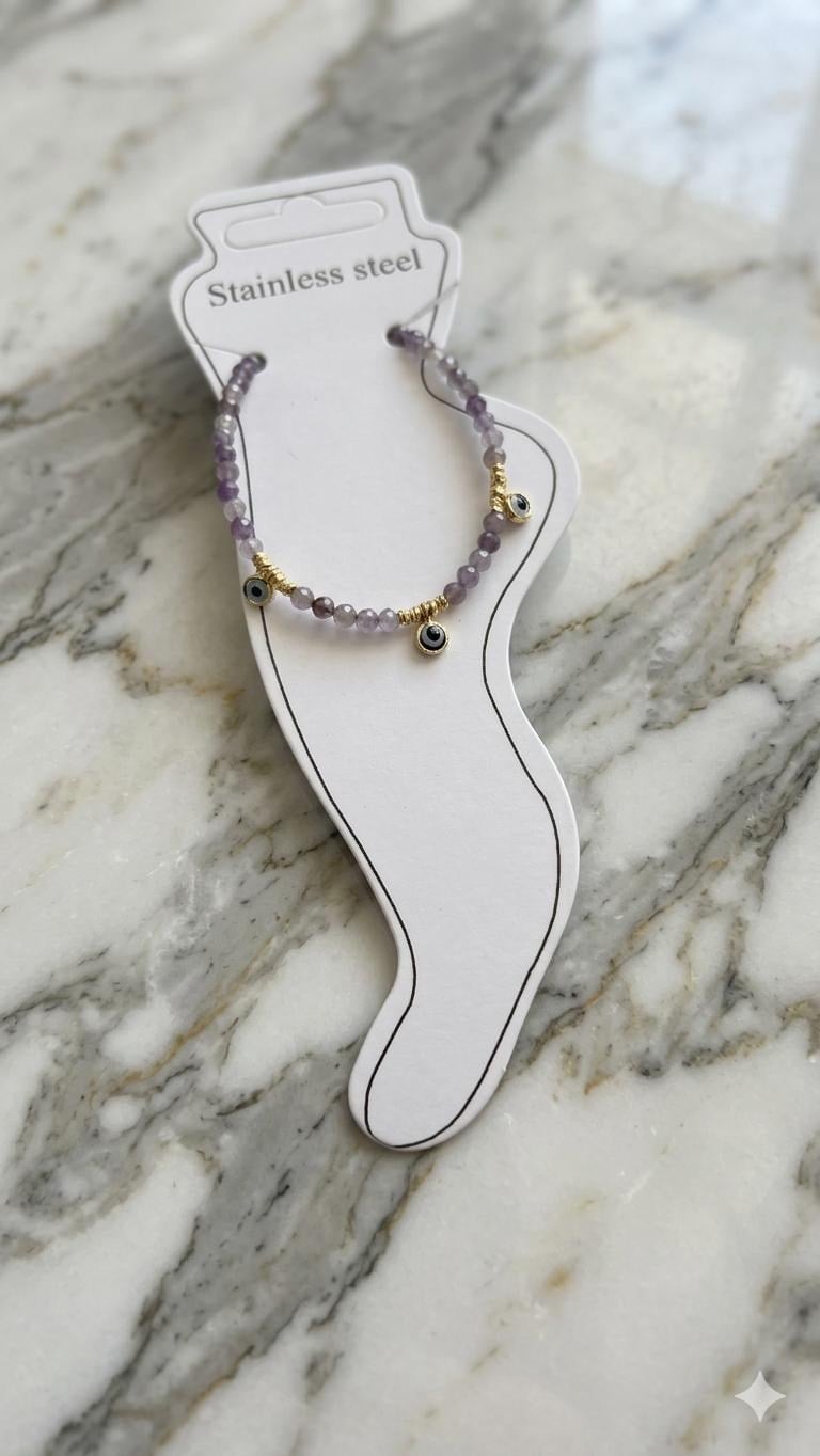 Doğal Taş Çelik Halhal (Gold) Hb 02373