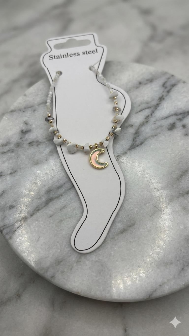 Doğal Taş Çelik Halhal (Gold) Hb 02380
