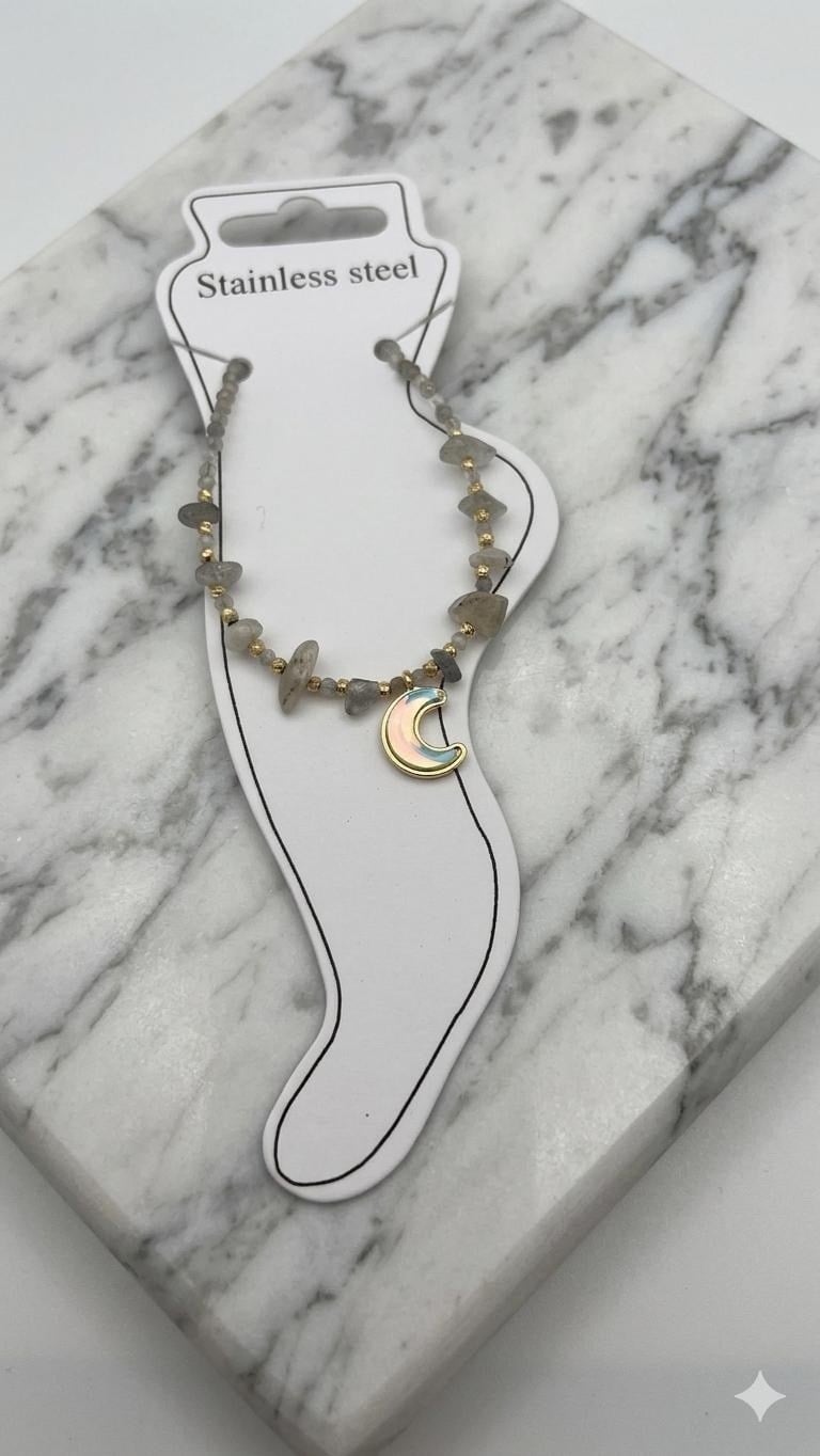 Doğal Taş Çelik Halhal (Gold) Hb 02383