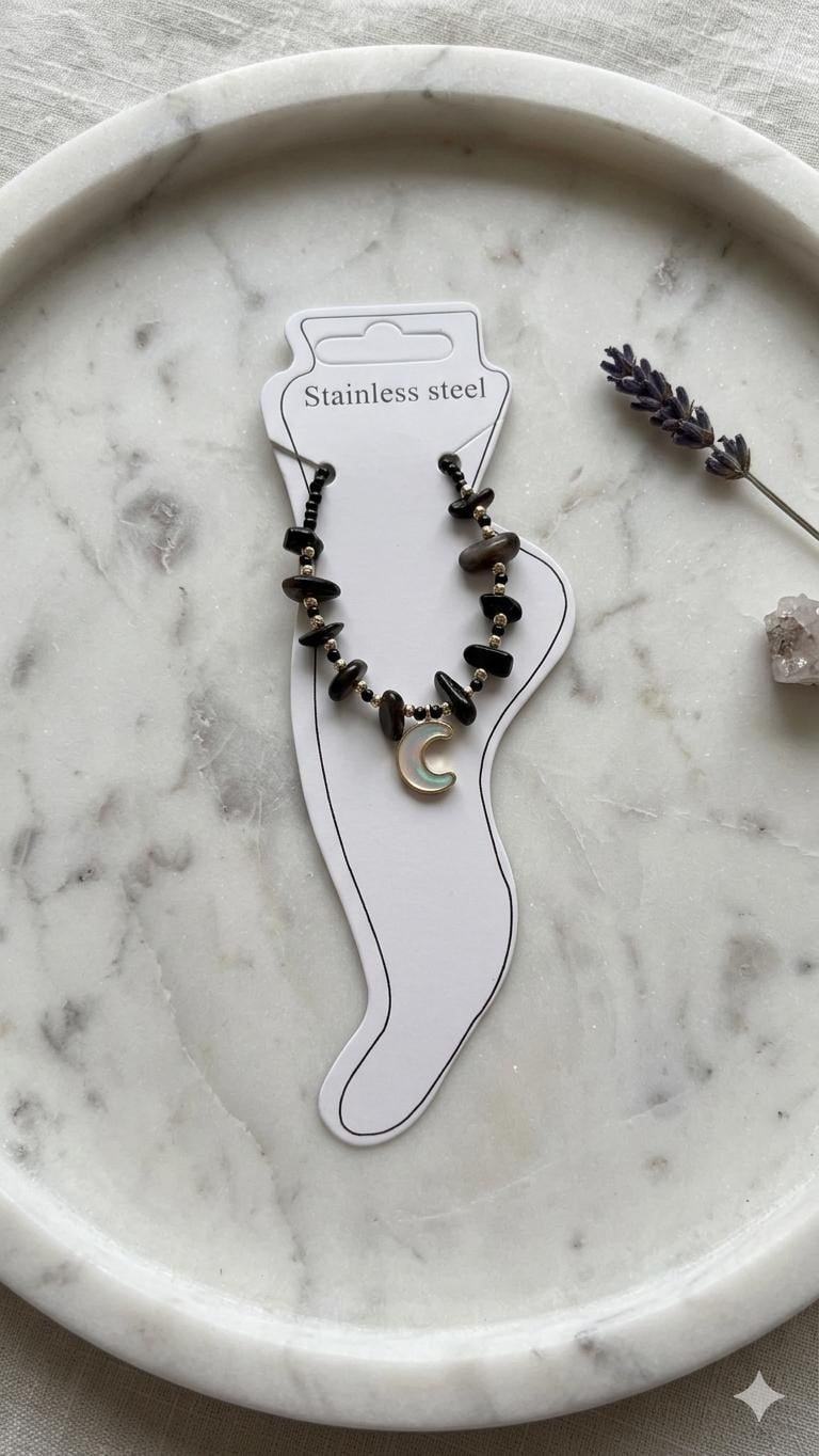 Doğal Taş Çelik Halhal (Gold) Hb 02387