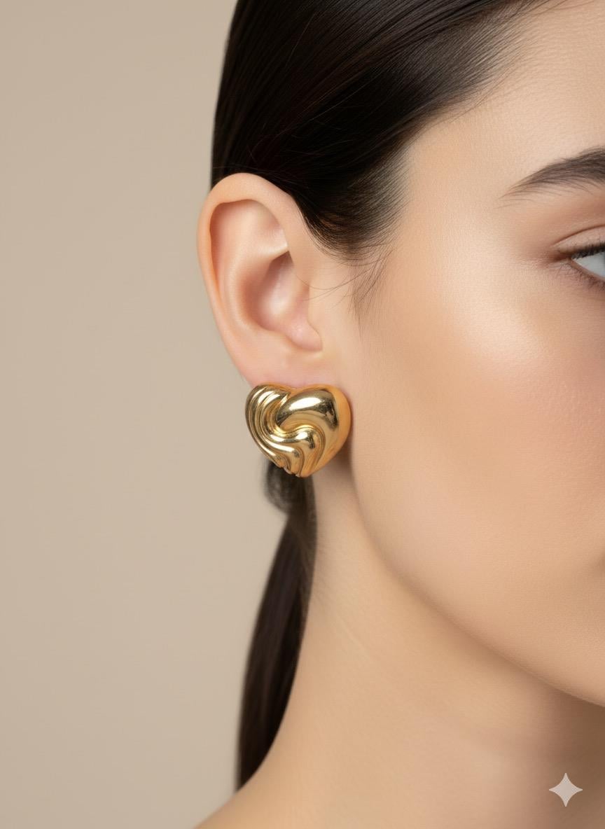 Favori Kalpli Çelik Küpe KP404 (Gold)