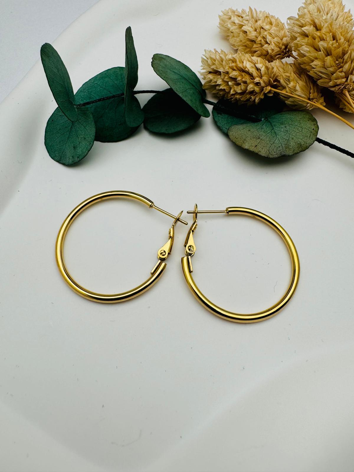 Kp259 Halka Çelik Küpe (Gold)