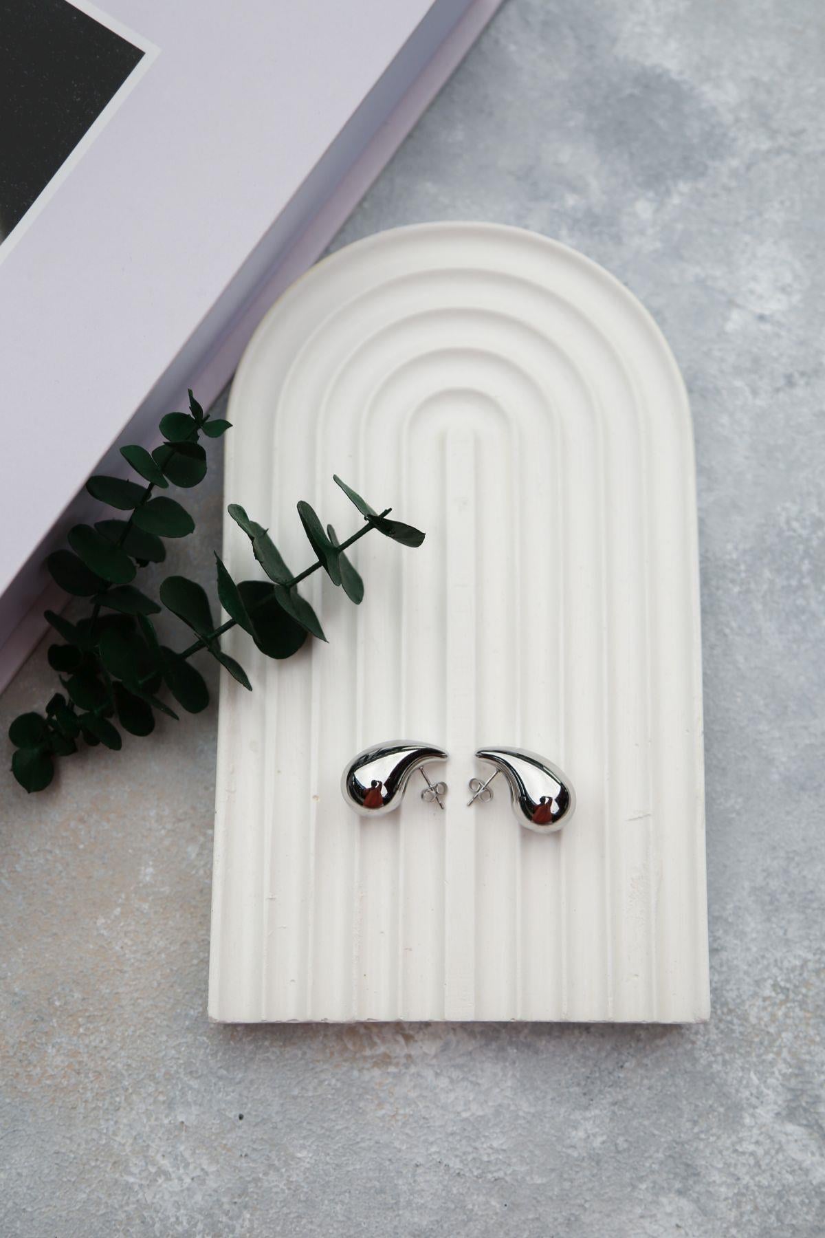 (Küçük Boy) Bottega Çelik Küpe (Gümüş) KP225