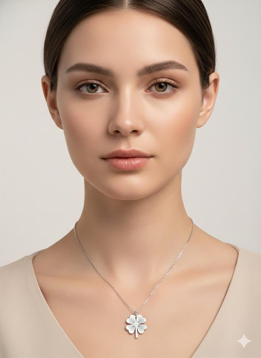 Yonca 45cm Çelik Kolye (Gümüş) 010795