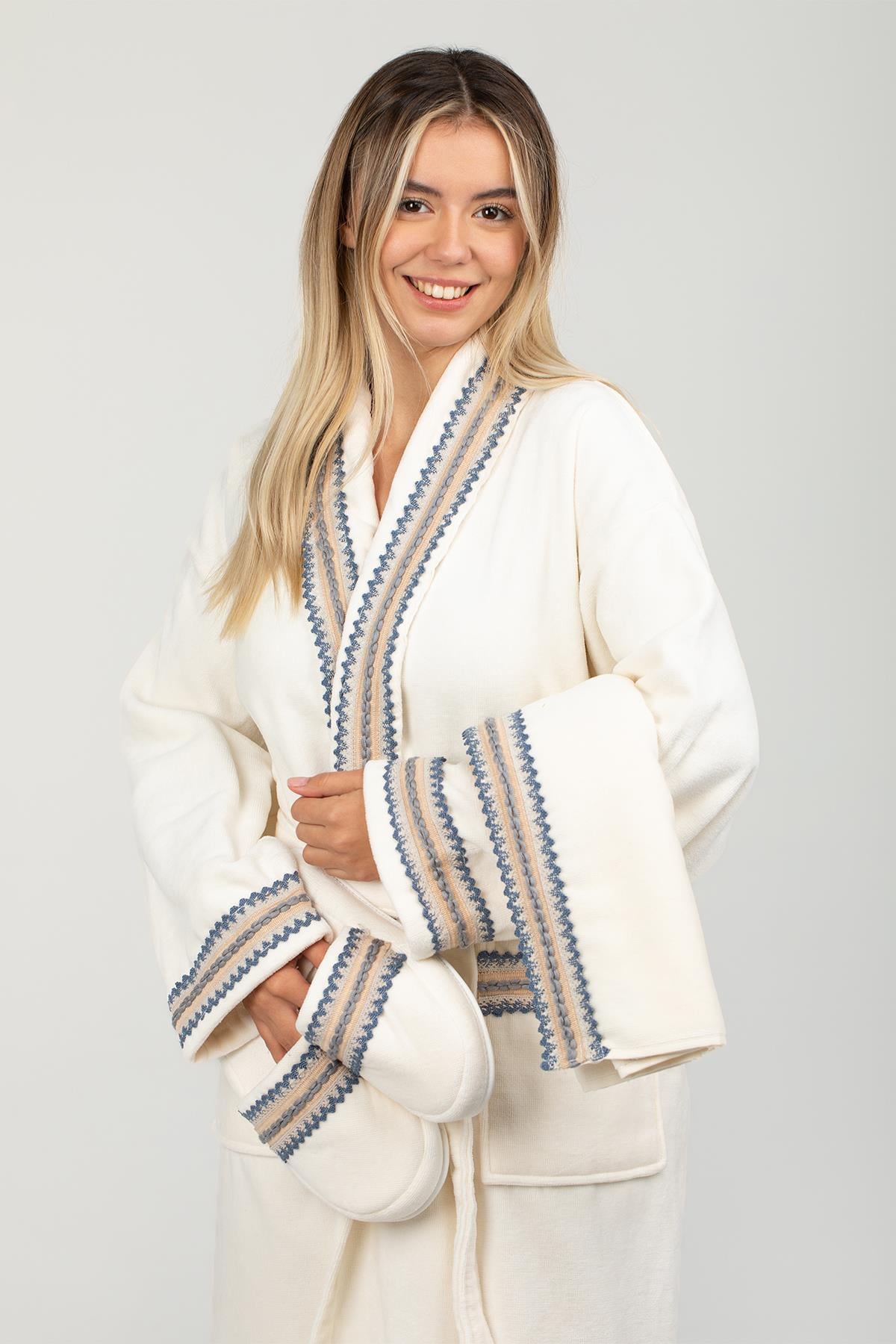 Velvet Line Deluxe Lady Bornoz Seti - Halatlı