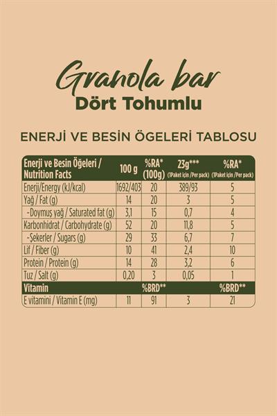 Fellas Dört Tohumlu Granola Bar 12 Adet