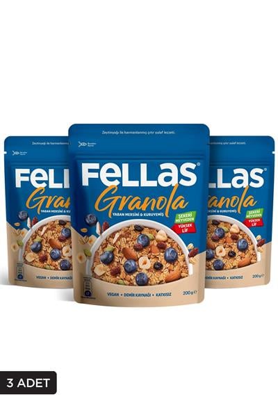 Fellas Granola - Yaban Mersini & Kuruyemiş 200g - 3lü Paket