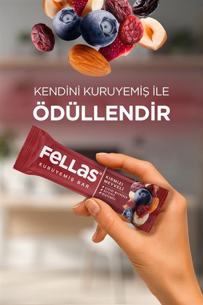 Fellas Kırmızı Meyveli Kuruyemiş Bar 30g x12 Adet