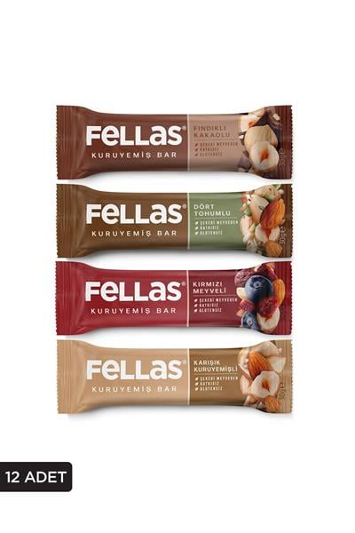 Fellas Kuruyemiş Bar Karma Kutu 30g - 12 Adet (4 Çeşit)