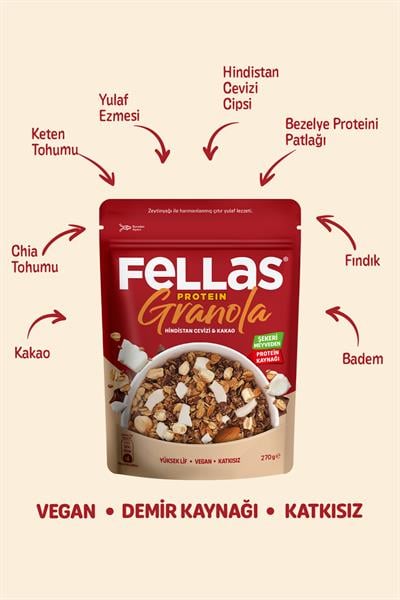 Fellas Protein Granola - Hindistan Cevizi & Kakao 270g