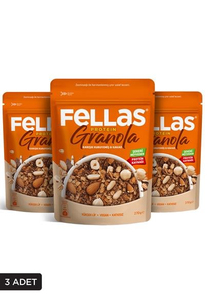 Fellas Protein Granola - Karışık Kuruyemiş & Kakao 270g - 3lü Paket